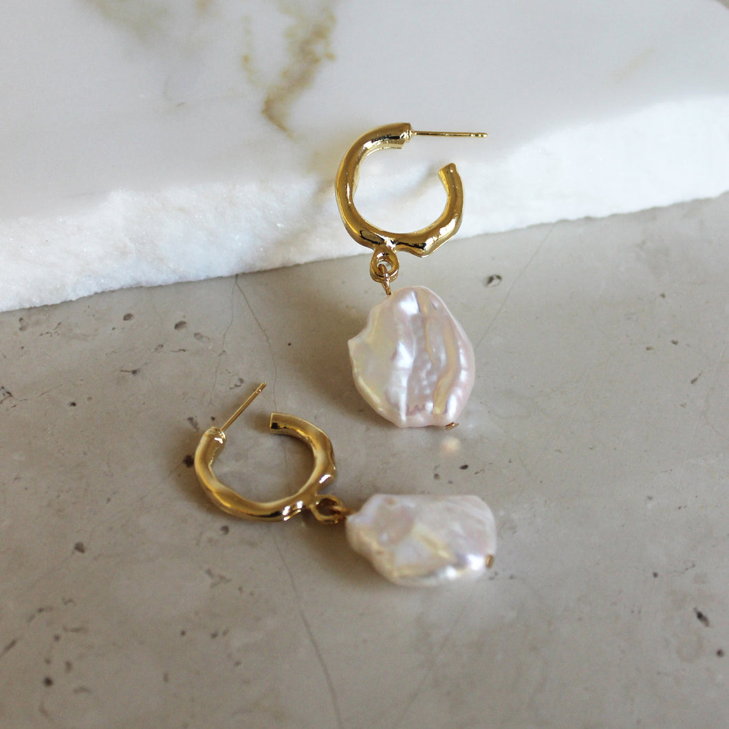 Margot Pearl Hoop Gold